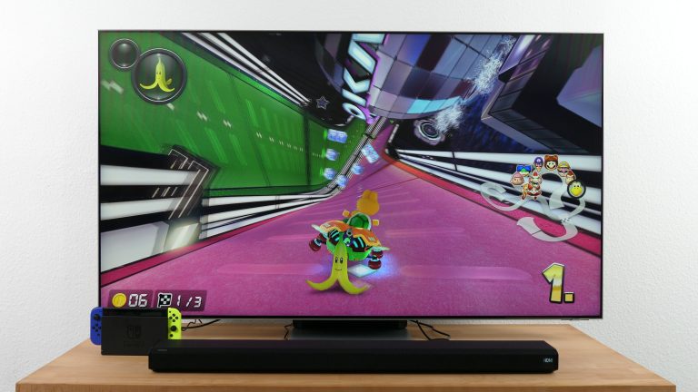 Mario Kart lap in Game Mode Pro with Samsung TV and Soundbar