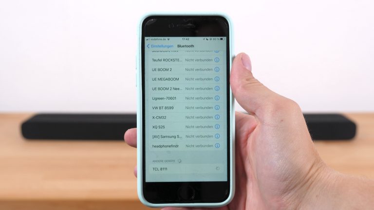Bluetooth menu where smartphone and soundbar are paired