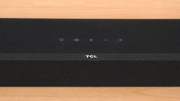 Close-up of the control buttons of the TCL Soundbar