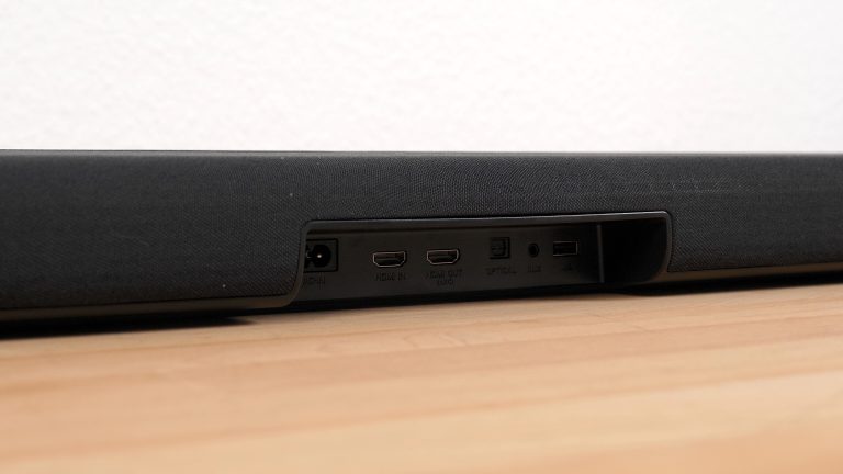 The connections of the TCL Soundbar on its back side