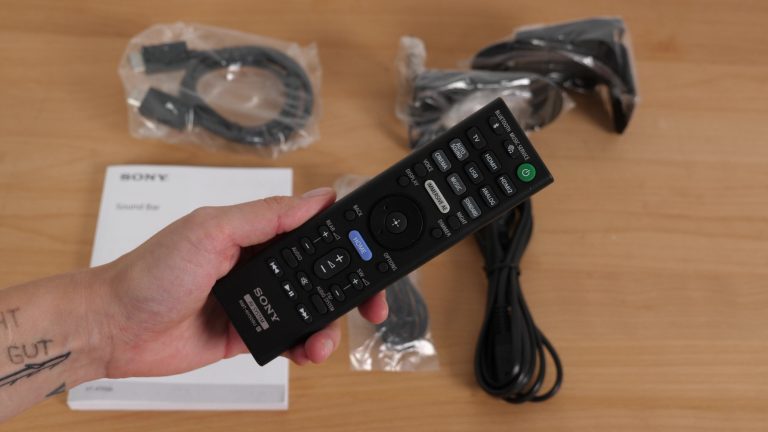 Sony remote control in hand